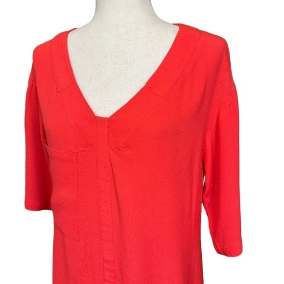 BCBGMaxAzria Rosetta Slip On Dress. 3/4 Sleeve V-Neck. Bright Poppy Size S #1367 - Picture 4 of 6